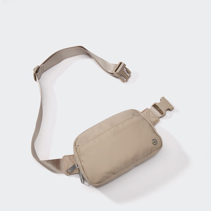 Pander Everywhere Belt Bag for Women, 5 Zipper Pockets Nylon Crossbody Fanny Pack Purse (Raw Linen). - Image 3